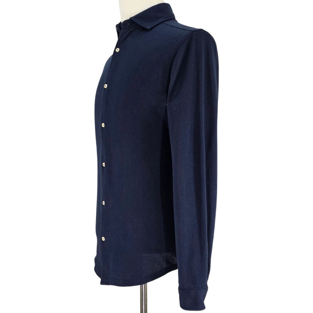 Quiet Luxury Doppelgänger Long Sleeve Polo Men’s L Navy Cotton Smart Casual - Picture 2 of 13